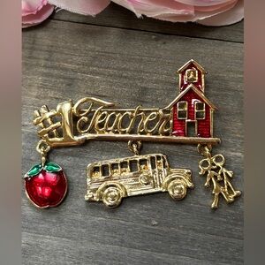 Vintage #1 Teacher Brooch Enamel